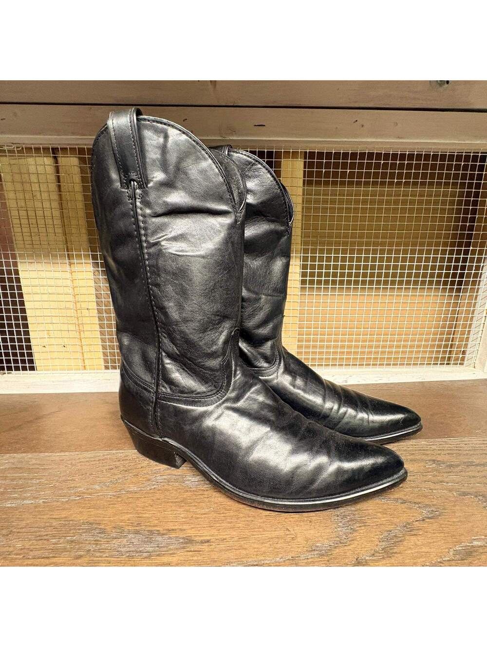 Code West Black Leather Western Cowboy Boots Men's Size 10 M